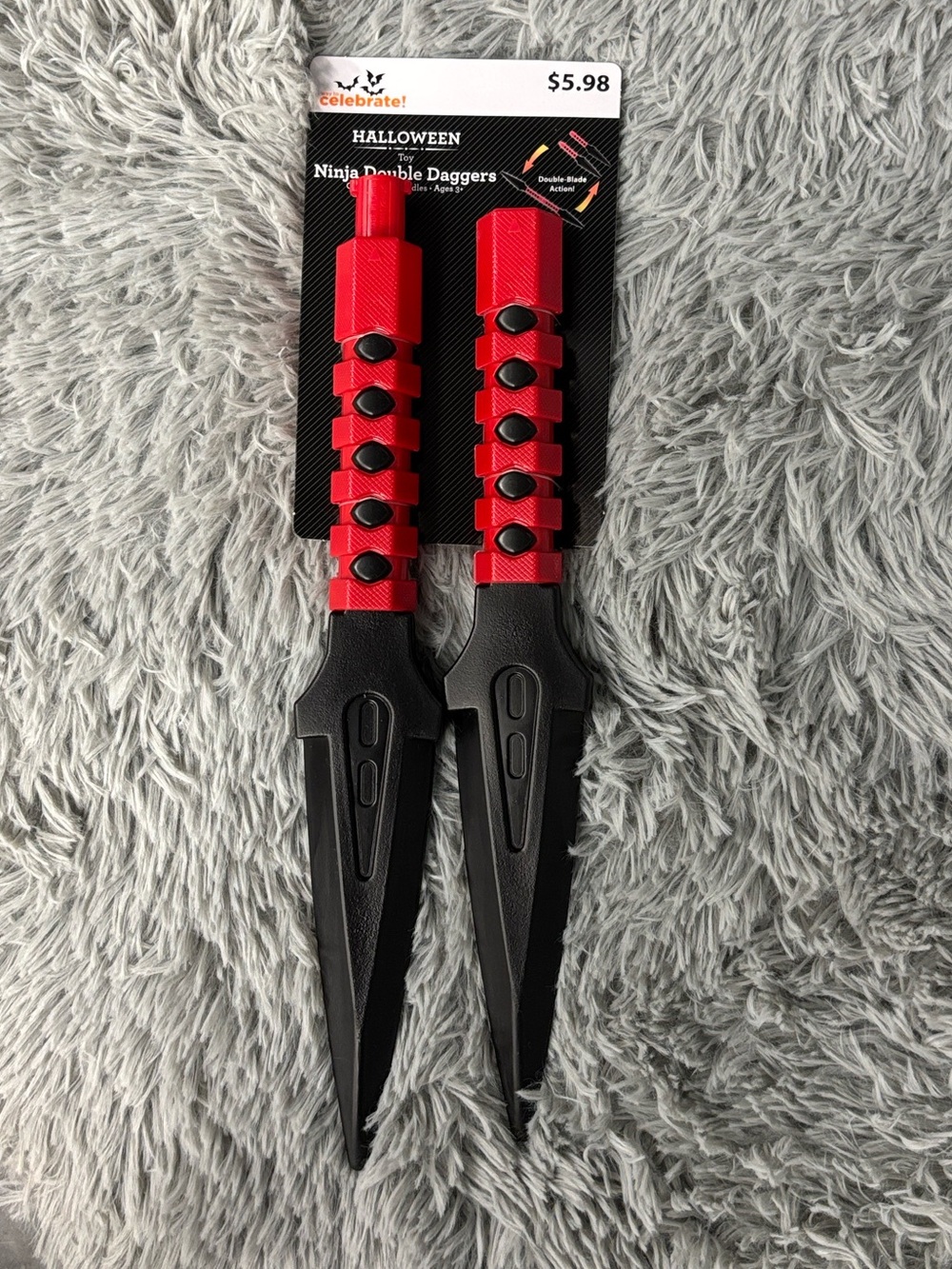 NWT Way to Celebrate! Halloween Ninja Slash Claw & Double Daggers Black Red